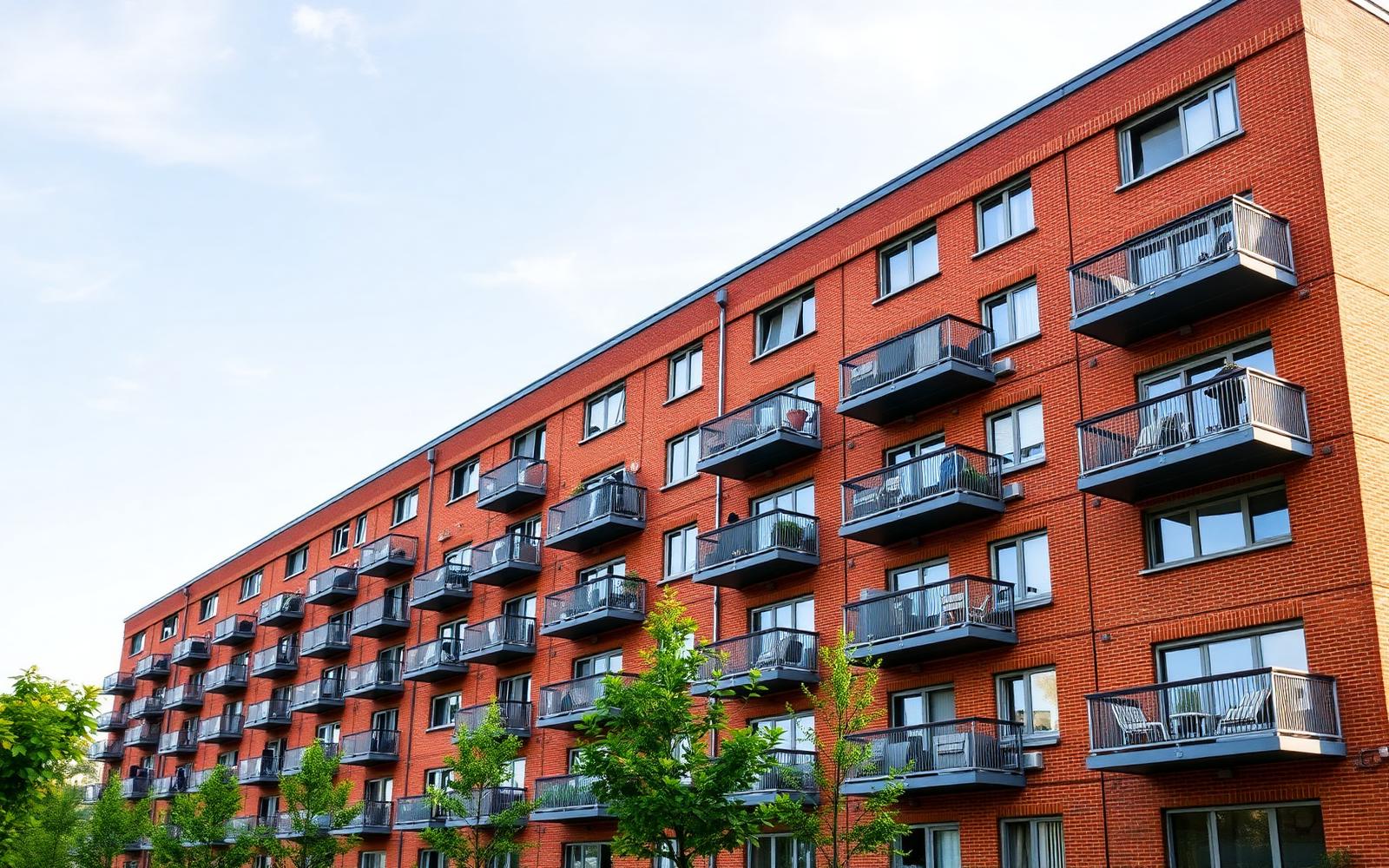 Mehrfamilienhaus mit Klinkerfassade und Balkonen im Ruhrgebiet