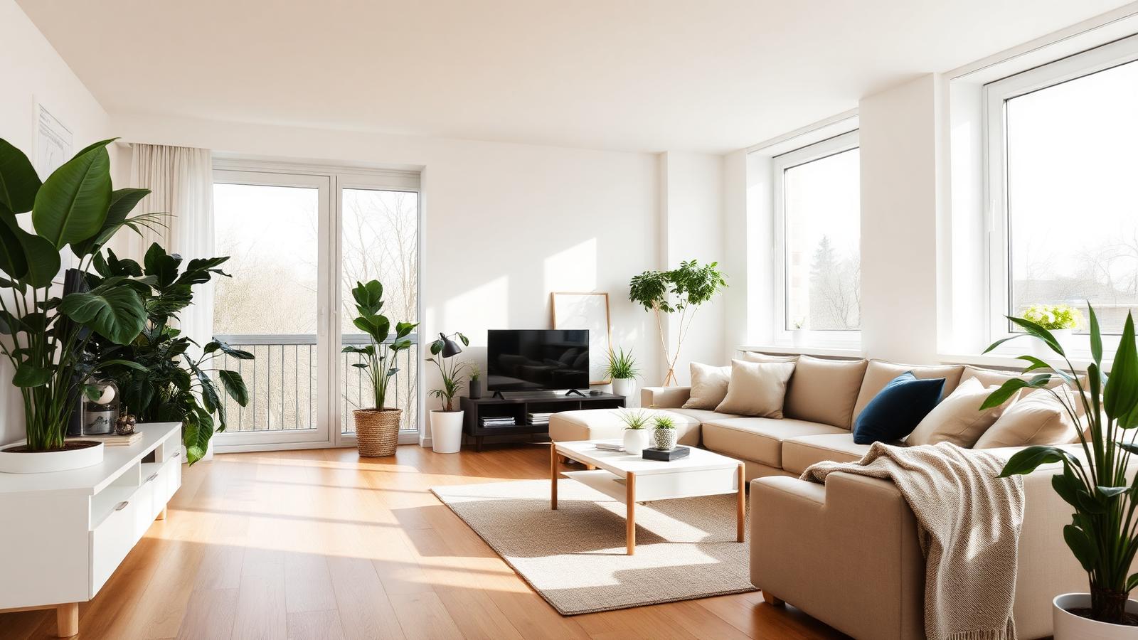 Helles, modern eingerichtetes Wohnzimmer nach Home Staging